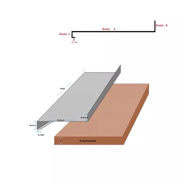 Edelstahl Tischabdeckung für eine Küchenarbeitsplatte Tischplatte 1,5 mm