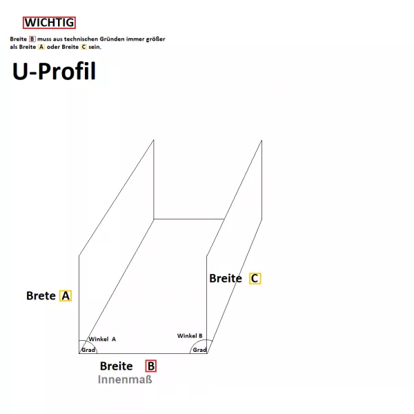 Alu U-Profil silber natur eloxiert 1,0mm stark