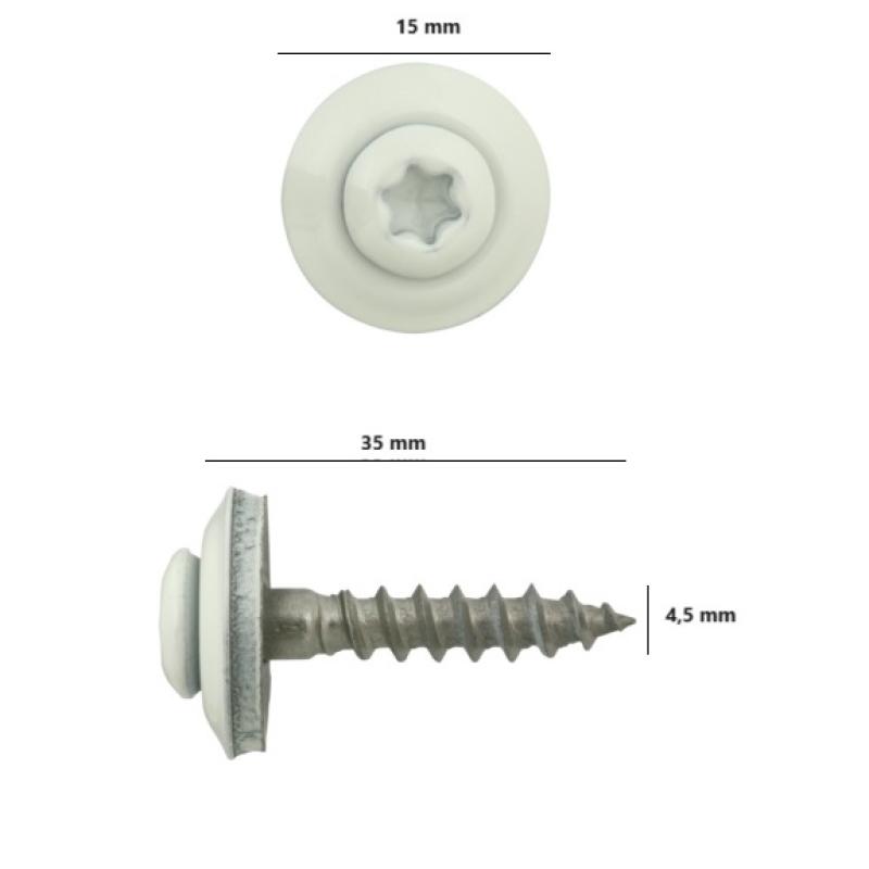 Spenglerschrauben Weiß RAL 9010 mit Dichtscheibe – Edelstahl A2